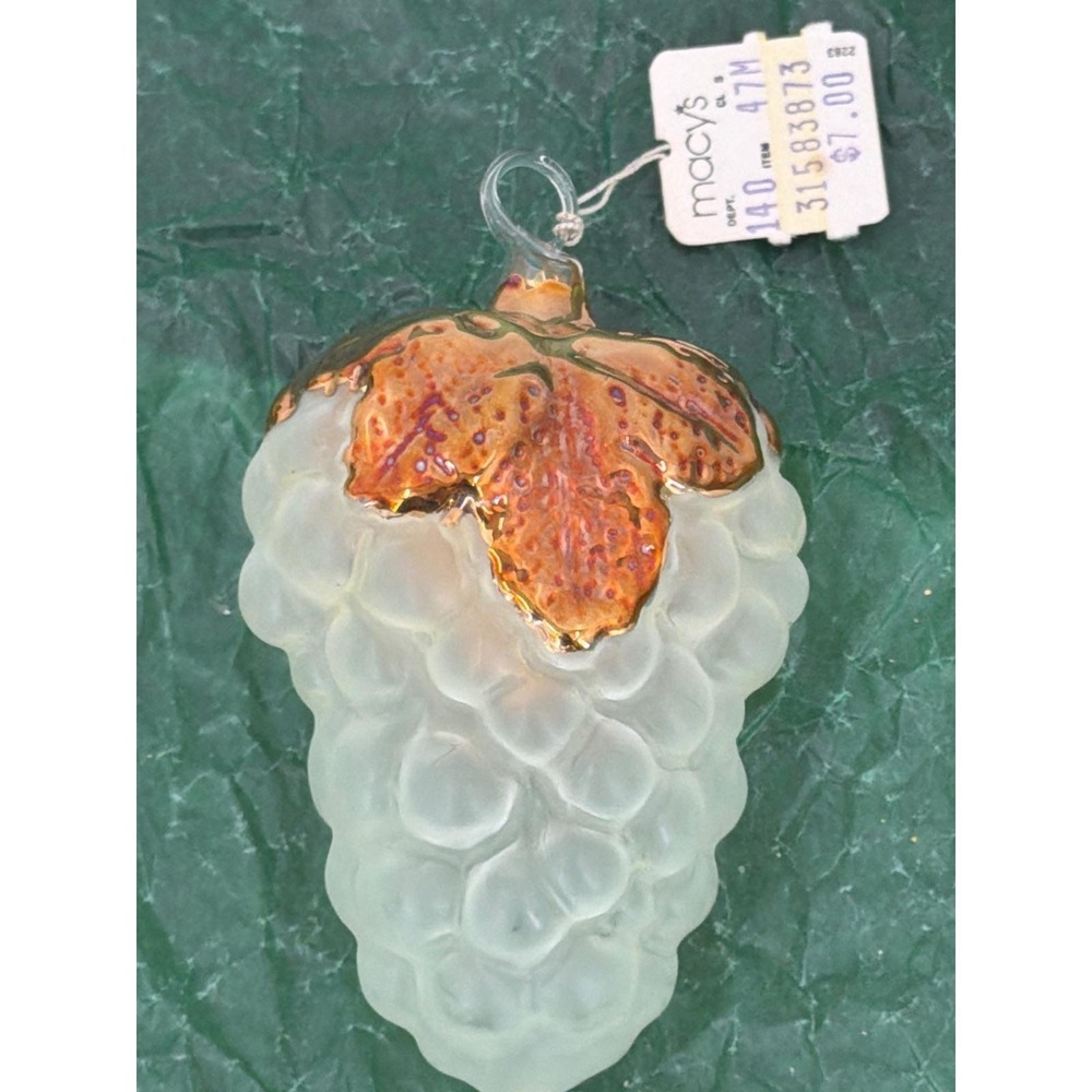 Vintage Western Germany Frosted Blown Mercury Glass Grapes Christmas Ornament